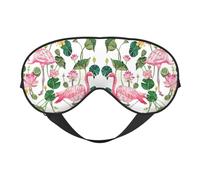 Flamingo Oiseau Feuilles Rondes Imprimé Plein Air Voyage Élégant Masque pour les Yeux Réglable Sommeil Camping Méditation Relaxation