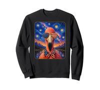 Flamingo Oiseau Portant des Lunettes Drapeau américain Sweatshirt
