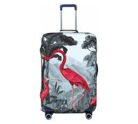 Flamingo On The Jungle Housses de protection élastiques pour bagages de 45,7 à 81,3 cm, Noir , S
