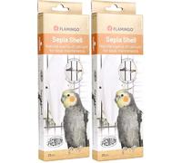 Flamingo Os de seiche Becco blanc 23cm PREMIUM - Riche en calcium - Avec support métallique - Aiguise le bec (Lot de 2)