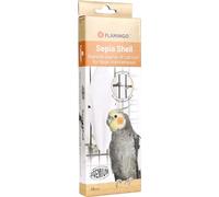 Flamingo Os de seiche Becco blanc 23cm PREMIUM - Riche en calcium - Avec support métallique - Aiguise le bec