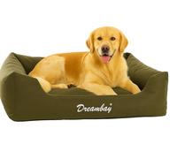 FLAMINGO Panier Dreambay® Rectangle Vert Olive 120x95x28cm - Lavable - Housse Amovible avec Fermeture éclair - Déperlant