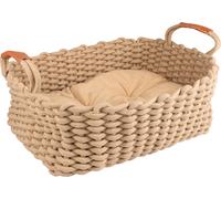 Flamingo Panier Enya Rectangulaire + Coussin Beige pour Chat 45x32x18cm