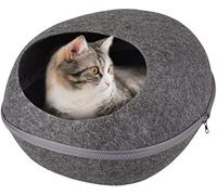 Flamingo Panier pour Chat Filto Chizmo écru Gris - 39x48x24cm - Coussin Amovible - Fermeture éclair - Lavable