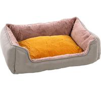 Flamingo Panier pour Chien Oddi Rectangle Ocre 60x50x20cm - Housse Amovible avec Fermeture éclair - Lavable - Fond Anti-dérapant