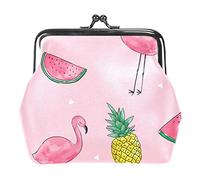 Flamingo pastèque été Rose Femmes Portefeuilles en Cuir PU Filles Mini Boucle Porte-Monnaie Pochette