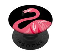 Flamingo Pink Tropical Decor Flamenco Black Background PopSockets PopGrip Adhésif