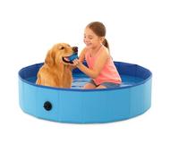Flamingo Piscine Chien - pour Chien - Taille M 120 x 30 cm - Matériau synthétique - Pliable - Aucune Pompe à air n'est nécessaire pour Installer la Piscine Splatter Bleu M