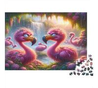 Flamingo Romance 1000Pc Recycled Paper Puzzle: Two Pink Flamingos for Adults 14-99 Years Home Decor & Gift 38x26cm/1000pcs