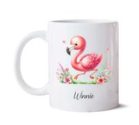 Flamingo Running Tasse À Thé Durable Mug Céramique Tasse À Café Cadeau Mignon Pour Anniversaire Noël Bureau 330 Ml