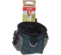 Flamingo Sac à crottes Chien - Vasco Bleu - Polyester - Sac Snack + Sacs - Cordon & Poche zippée - 16x11x13cm - 1 Rouleau Sacs
