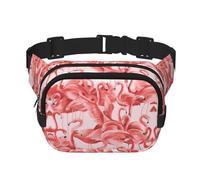 Flamingo Sac banane carré double couche - Sac banane unisexe partout avec sangle réglable, course à pied, voyage, noir, taille unique