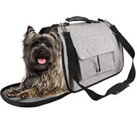 Flamingo Sac de Transport Chat - Chien Amy Gris - 45×21×28 cm - Textile - Ouverture Frontale - Cadre ventilé - Sangle sécurité - bandoulière - 2 Poches Velcro