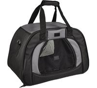 Flamingo Sac de Transport Chat - Chien Doris Noir - 48×29×31 cm - Polyester + Mousse - Cadre renforcé - Fond Amovible - Sangle sécurité - bandoulière - 2 Poches