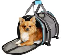 Flamingo Sac de Transport Chat - Chien Gisel Gris - 48×25×33 cm - Polyester + Mousse - réfléchissant - Fond Amovible 30°C - Sangle sécurité - Boucle Ceinture & Trolley - bandoulière