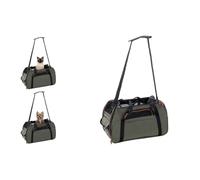 Flamingo Sac de Transport Chat - Chien Gisel Vert - 48×25×33 cm - Polyester - 5 Poches - Fond Amovible 30°C - Sangle intérieure - Bandes réfléchissantes - Trolley - poignées & bandoulière