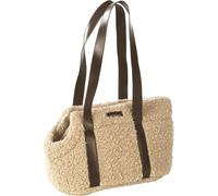 Flamingo Sac de Transport Chat - Chien Pookie Beige - 50×24×26 cm - Polaire Douce - Fond Amovible Main - Sangle intérieure - Poche - poignées