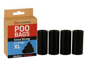 Flamingo Sacs à Déjections Forta Blekz XL - 60 pièces - Noir, Ultra-Résistants et Écologiques, Idéal pour Labrador, Golden Retriever, Rottweiler et Boxer