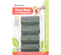 Flamingo Sacs Ramasse Crottes Bio Vert 4x15pcs pour Chien