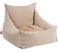 FLAMINGO - Siège Auto pour Chien Megan Beige - Idéal pour Carlin, Bouledogue Français, Jack Russell et Schnauzer Nain - 62 x 62 x 38 cm
