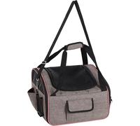 Flamingo Siège Auto pour Chiot Xenophon Taupe - 44x37,5x29,5cm - Cadre renforcé et Pliable avec Boucles pour Ceinture de sécurité - Sangle réglable avec Mousqueton