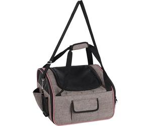Flamingo Siège Auto pour Chiot Xenophon Taupe - 44x37,5x29,5cm - Cadre renforcé et Pliable avec Boucles pour Ceinture de sécurité - Sangle réglable avec Mousqueton