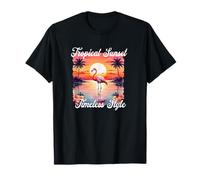 Flamingo Silhouette Print Sunset Vibes Vintage Tropical T-Shirt