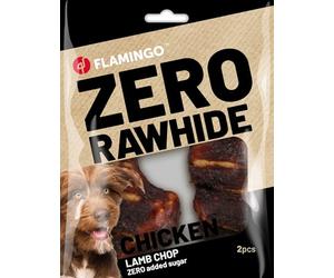 Flamingo Snack | Variété Zero Rawhide | Différentes saveurs | (6 x 80 g, Flamingo Snack Zero Rawhide Côtelette de poulet et d'agneau)