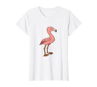 Flamingo Style Comic Style Rose T-Shirt Graphique avec Valeur, Femme, Blanc, M