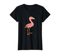 Flamingo Style Comic Style Rose T-Shirt Graphique avec Valeur, Femme, Noir, L