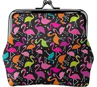 Flamingo Summer Coloré Oiseaux Tropicaux Porte-Monnaie en Cuir pour Femme, Petite Pochette à Changer avec Fermoir Kiss-Lock Fermeture Boucle Portefeuille pour Fille Cadeau
