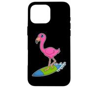 Flamingo Surf Planche de Surf Été Coque pour iPhone 16 Pro Max