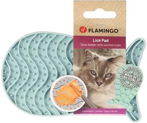 Flamingo Tapis à lécher Marta Vert Menthe - Silicone Poisson - Convient pour Chatons - Lavable - avec ventouses pour la Fixation au Sol