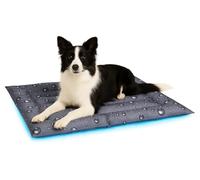 Flamingo Tapis rafraichissant Chien - Tapis rafraichissant Chat - Taille L 91 x 76 x 6cm - Auto-refroidissant Matelas - qualité superieur - Reste Froid Plus Longtemps Lit rafraîchissant Drop Gris