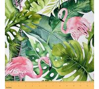 Flamingo Tissus au Metre, palmier tropical Tissu 92x150cm Chaise Canapé, aquarelle plantes de jungle Exotiques Tissu extérieur imperméable à l'eau,