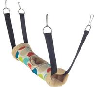 Flamingo Tunnel pour rongeurs Fizi Multicolore - 25x7x7cm - avec Crochets pour l'accrocher - Tunnel Suspendu pour Rongeurs - Douillet et Lavable - Idéal pour Hamsters et Cochons d'Inde