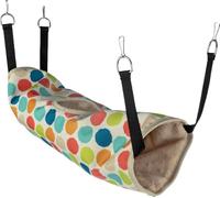 Flamingo Tunnel pour rongeurs Fizi Multicolore - 44x14x14cm - avec Crochets pour l'accrocher - Lavable et Confortable - Idéal pour Hamsters et Cochons d'Inde