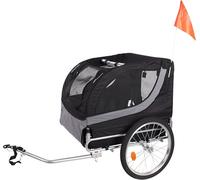 Flamingo Tybalt XL - Remorque de Luxe pour Vélo Noir/Gris - Idéal pour Labrador, Beagle, Bulldog et Border Collie