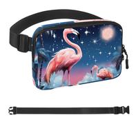 Flamingo under the Coconut Tree-813 Sac banane unisexe de style : sac banane tendance, sacs à bandoulière sport fin à la mode pour jogging, randonnée, randonneur, femme, homme, multicolore, 4 x 23 x