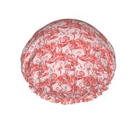 Flamingo1 Chapeaux de douche réutilisables imprimés, couvre-chef double couche pour spa et salon, grande écharpe pour cheveux