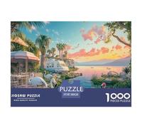 FlamingoPuzzle The Art of Colour: We are Better at Home - Resort Island 1000 Pieces, Full Colour Series, Perfectly Matching Pieces, for Adults and Children from 12 Years 38x26cm/1000pcs