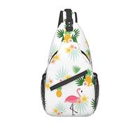 Flamingos and Pines Flaming Fire Flowers Sac à bandoulière, Sac à bandoulière pour Hommes et Femmes, utilisé pour Les Loisirs et Les Voyages