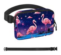 Flamingos on the Lake Surface-710 Sac banane pour homme et femme avec sangle réglable, sac banane tendance pour voyage, plein air, course à pied, randonnée, multicolore, multicolore,
