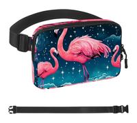 Flamingos under the Starry Sky-798 Sac banane de style unisexe : sacs banane tendance, sacs à bandoulière sport minces à la mode pour jogging, randonnée, randonneur, femme, homme, multicolore, 4 x 23