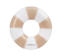 Flamingueo Bouée Gonflable - pour Plage et Piscine - Forme Donut - Design Bicolore - PVC Résistant - Double Valve - Beige et Blanc