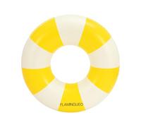 Flamingueo Bouée Gonflable - pour Plage et Piscine - Forme Donut - Design Bicolore - PVC Résistant - Double Valve - 90 x 90 cm - Jaune