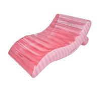 Flamingueo Bouee Piscine - Chaise Longue Gonflable - PVC Résistant - Design Géométrique - Double Valve - sous-Verres - Motif Rayures - Rose