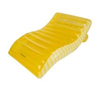 Flamingueo Bouee Piscine - Chaise Longue Gonflable - PVC Résistant - Design Géométrique - Double Valve - sous-Verres - Motif Rayures - Jaune