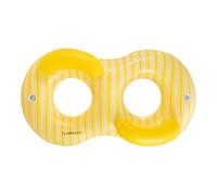 Flamingueo Bouee Piscine Géant - Matelas Piscine - Forme Donut - 2 Porte-Boissons - Double Valve - PVC Résistant - Jaune
