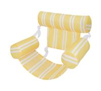 Flamingueo Bouee Piscine - Siège Flottant - Appui-tête et Accoudoir - PVC et Polyester - Design à Rayures - Jaune